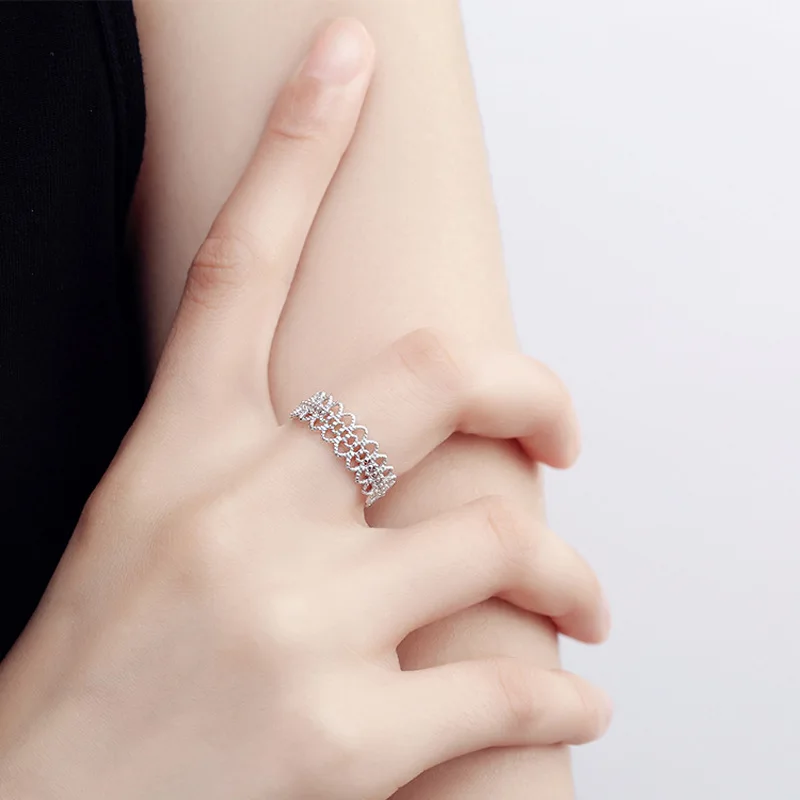 Серебряные кольца с дырками в виде цветка, набор для женщин, регулируемое кольцо 925, простые модные ювелирные аксессуары