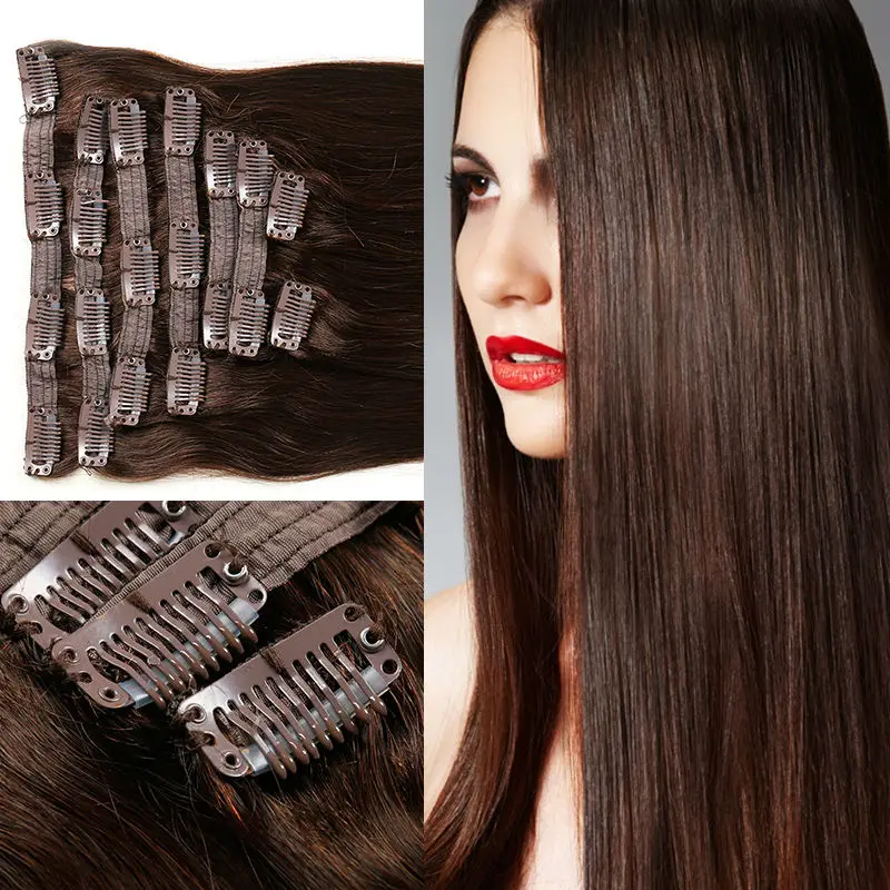 

Brazilian Virgin Hair Clip In Human Hair Extensions 120-160g 8pcs/set Remy Hair Extensions Cheveux Ali Beauty Tic Tac Humano