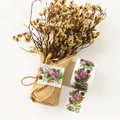 

3cm 10m 1 pcs deep purple flower design washi tape Adhesive DIY Scrapbook Masking home decor