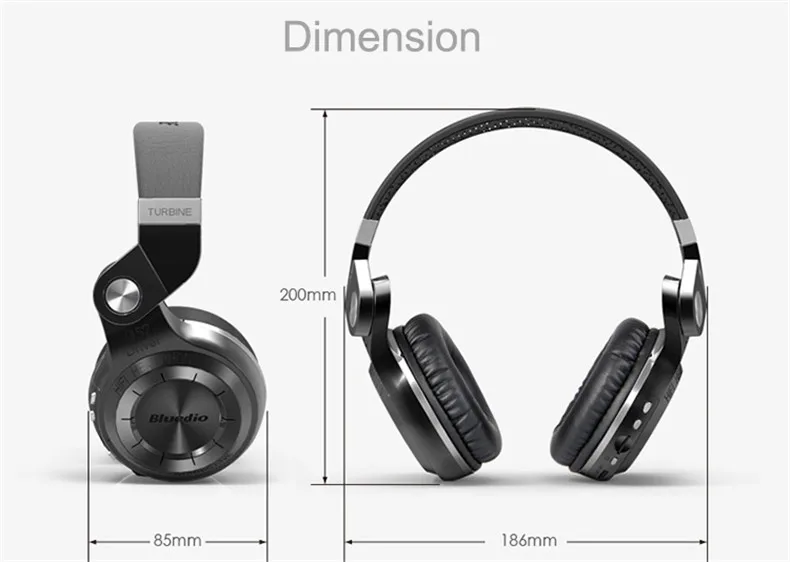 Bluedio T2+ fashionable foldable over the ear bluetooth headphones BT 4.1 support FM radio& SD card functions Music calls (4)