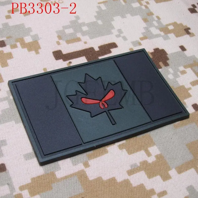 Канада красный клен череп флаг 3D ПВХ патч