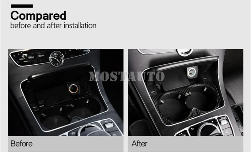 For Benz E Class W213 S213 Carbon Fiber Console Water Cup Holder Cover- 1pcs