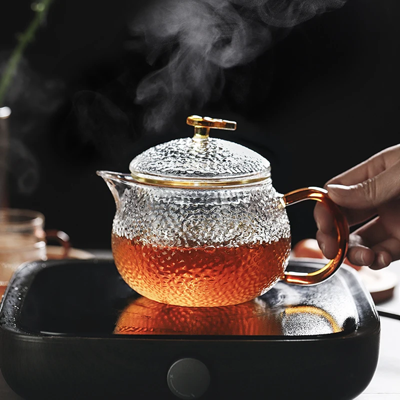 Стеклянная чайная чашка с крышкой для заварки термостойкая боросиликатная инновационная Рыбная чешуя чайная бутылка с фильтром чайный горшок 300 мл 500 мл