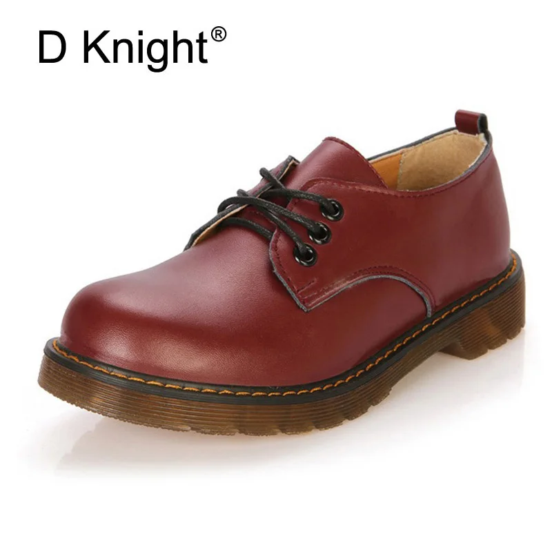 

Women Genuine Leather Oxfords Fashion Round Toe Lace Up Flat Oxford Shoes For Women Vintage Cow Leather England Women Oxfords