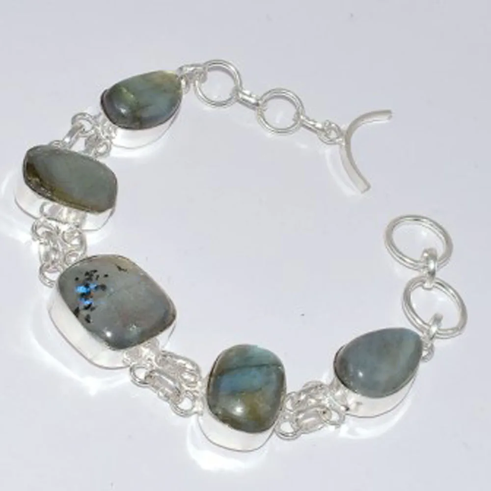 

Labradorite Silver Overlay on Copper Bracelet , 21.6 cm, B3473