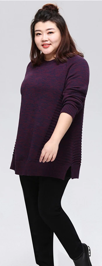 Большие размеры 6XL, вязаные женские свитера,, Осень-зима, хлопковый пуловер, свитера для женщин, Длинные свободные свитера с длинным рукавом, 2392