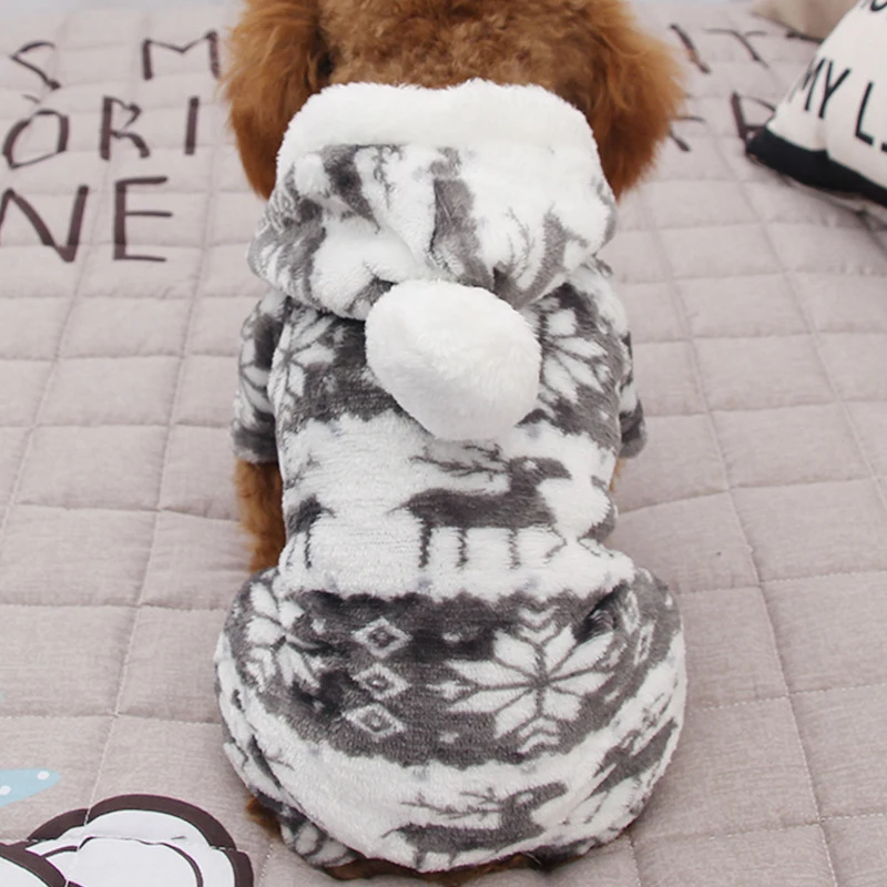 

The New Autumn And Winter Snowflake Soft Fleece Dog Clothes Pet Dog Dress Pattern Coral Velvet Deer Christmas Puppy Coat Four Ha