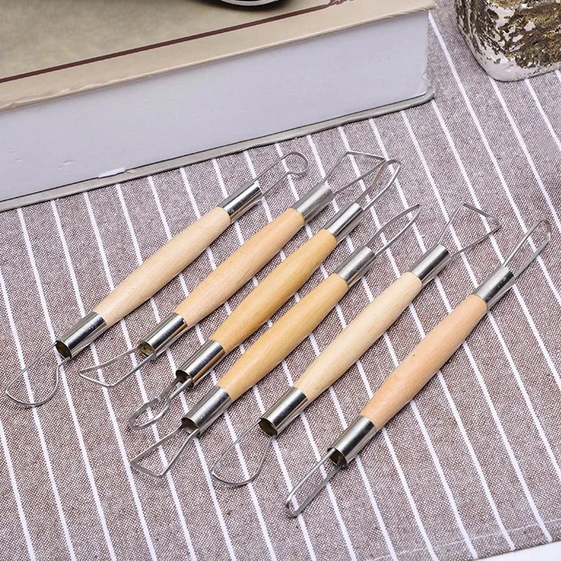 

Art Craft Wax Carving Polymer Shapers Wood Handle Pottery Kit Sculpture Ceramic Making Modeling Clay Tool Pottery Carving Set
