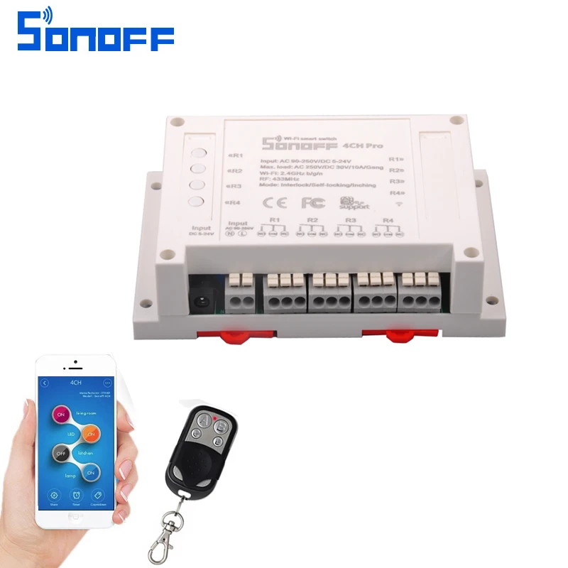 Sonoff 4CH Pro умный дом RF Wifi светильник переключатель рабочие режимы блокировка