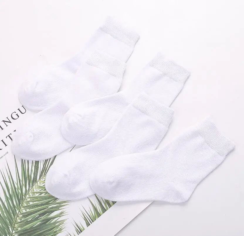 5 пар/лот, детские носки белого цвета для мальчиков и девочек, мягкие хлопковые детские носки свободные удобные носки для малышей, черные, белые, серые - Цвет: Белый