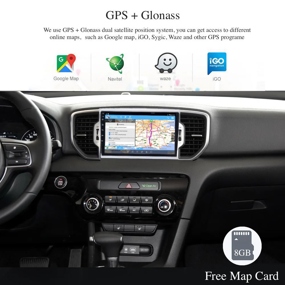 Discount Android 7.1 Car DVD for KIA Sportage 2015 2016 with Radio GPS Navigation Car Stereo Multimedia Player Quad Core 16G 1 din 9 inch 1
