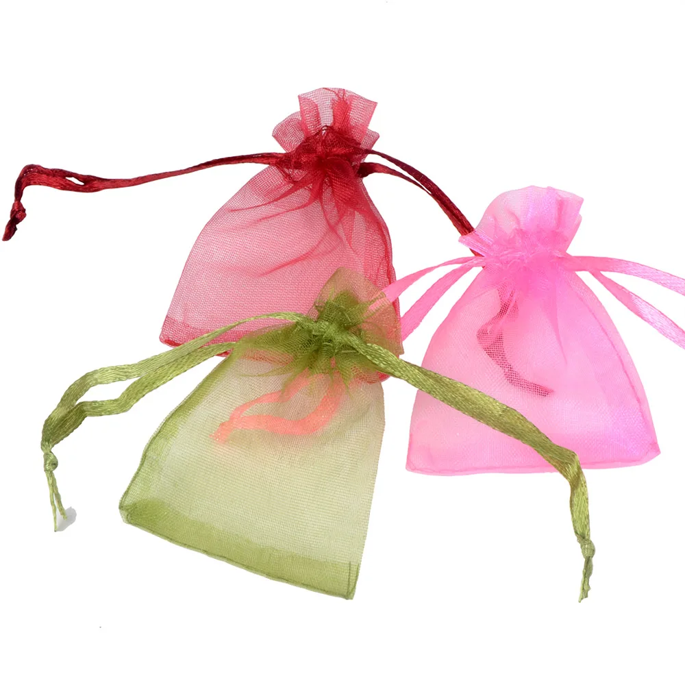 Bolsas de Organza con cordón para decoración, bolsitas pequeñas de colores de 5x7CM, 50 piezas, para regalo, selección de Color de compromiso