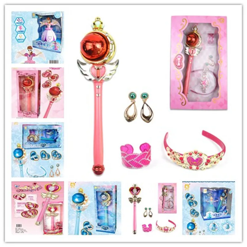 

Action Figure Doll Magic Stick Magic Wand Mini Transformer Children Cosplay Baby's Play Pretend Princess Accessories Bag Set Toy