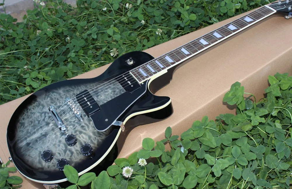 

Custom shop Electric Guitar with Black P90 pickups,black burst, Guitarra,All color are Available,Some countries Free Shipping