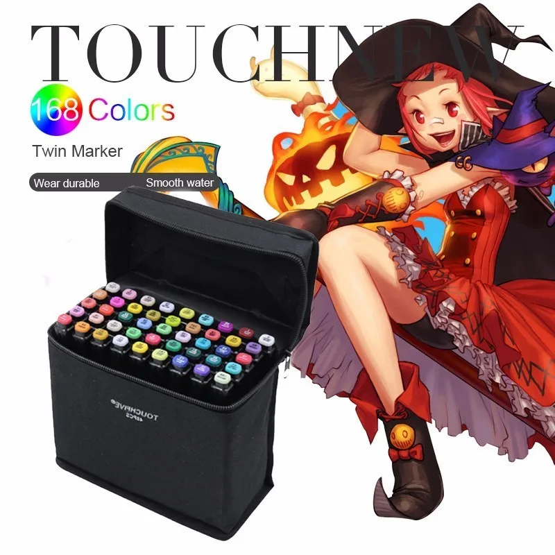 TouchFive 12/24/36/48/60/80/168 Colors Drawing Markers Pen Alcohol Dual Headed Tips  for Manga Drawing Marker design