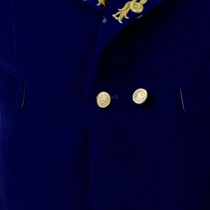 YUSHU бархат вышивка для мужчин Блейзер модный бренд Slim Fit костюм Terno мужские пиджаки Свадебные Жених сценический пиджак