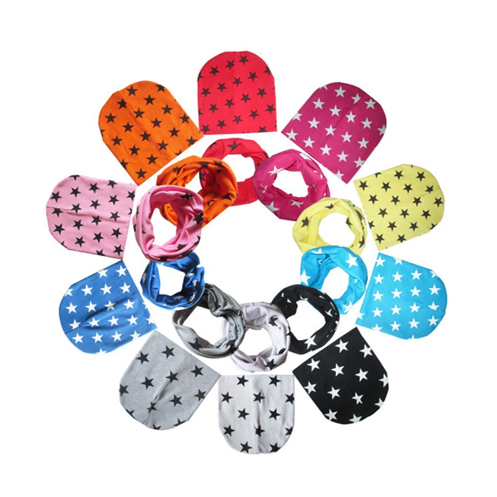 

WomensDate 10Set/Lot 2017 Spring Autumn Crochet Baby Girl Boy Cotton Hat Scarf Beanie Star Infant Knitted Toddlers Children Cap