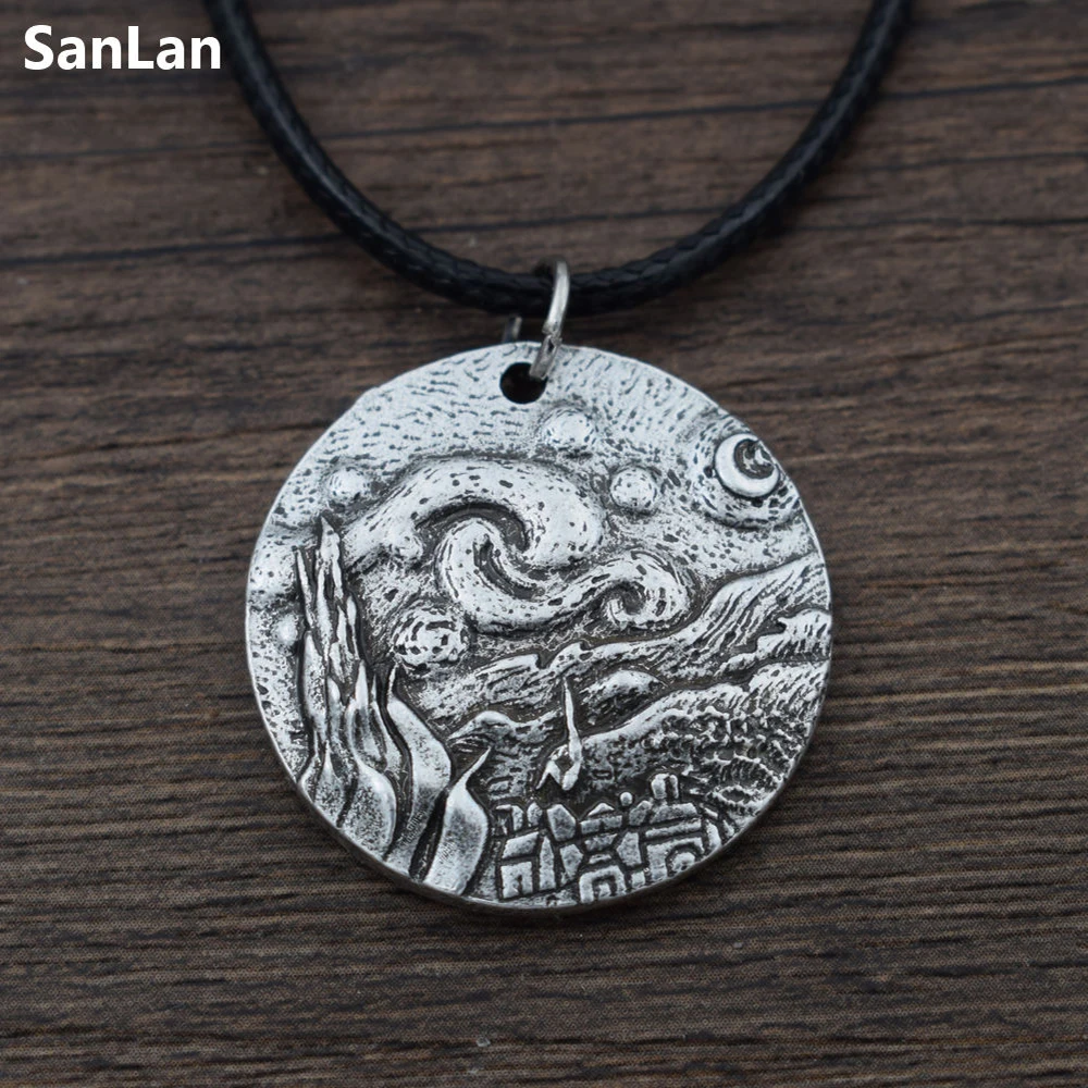 

1pcs SanLan Starry Night Pendant Van Gogh Moon Pendant Necklace Original
