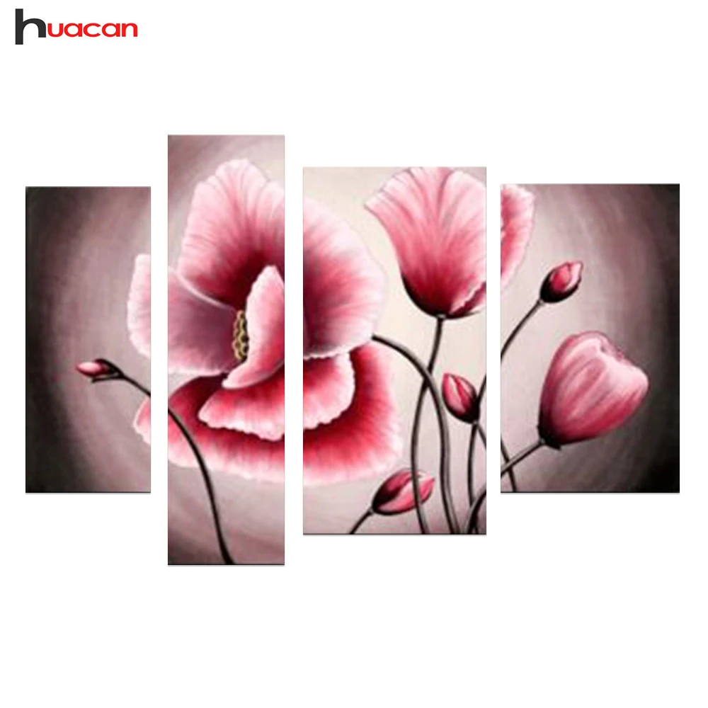 

HUACAN Diamond Embroidery Pink Orchid Needle Craft DIY 5D Diamond Painting Flowers Cross Stitch Lover Gifts Home Decoration