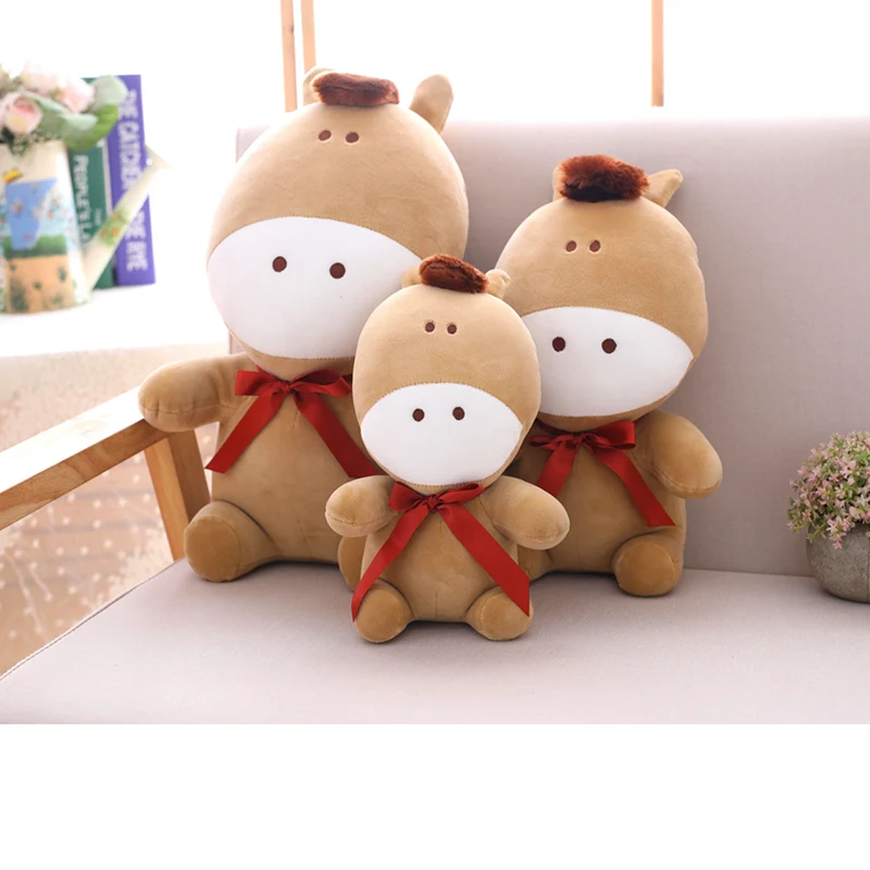 28cm/35cm/43cm Cute Horse Plush Toys Soft Stuffed Cartoon Animal Po