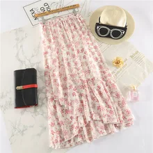 Модная шифоновая юбка с цветами женская летняя новая стандартная юбка рыбий хвост сумка бедра юбка длинная юбка для торта Женская