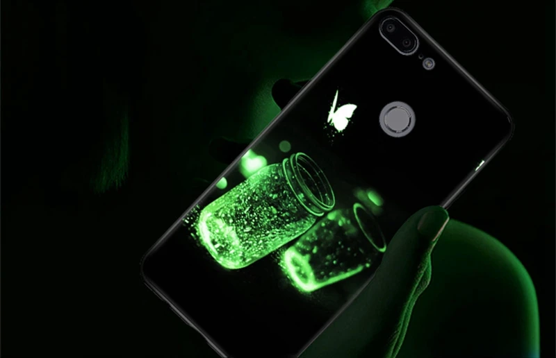 Hisomone Luminous Cover Case For Huawei Honor 7C 7A Luxury Glass Silicone Phone Case For Honor 7A 7C Pro Animal Space Back Cover