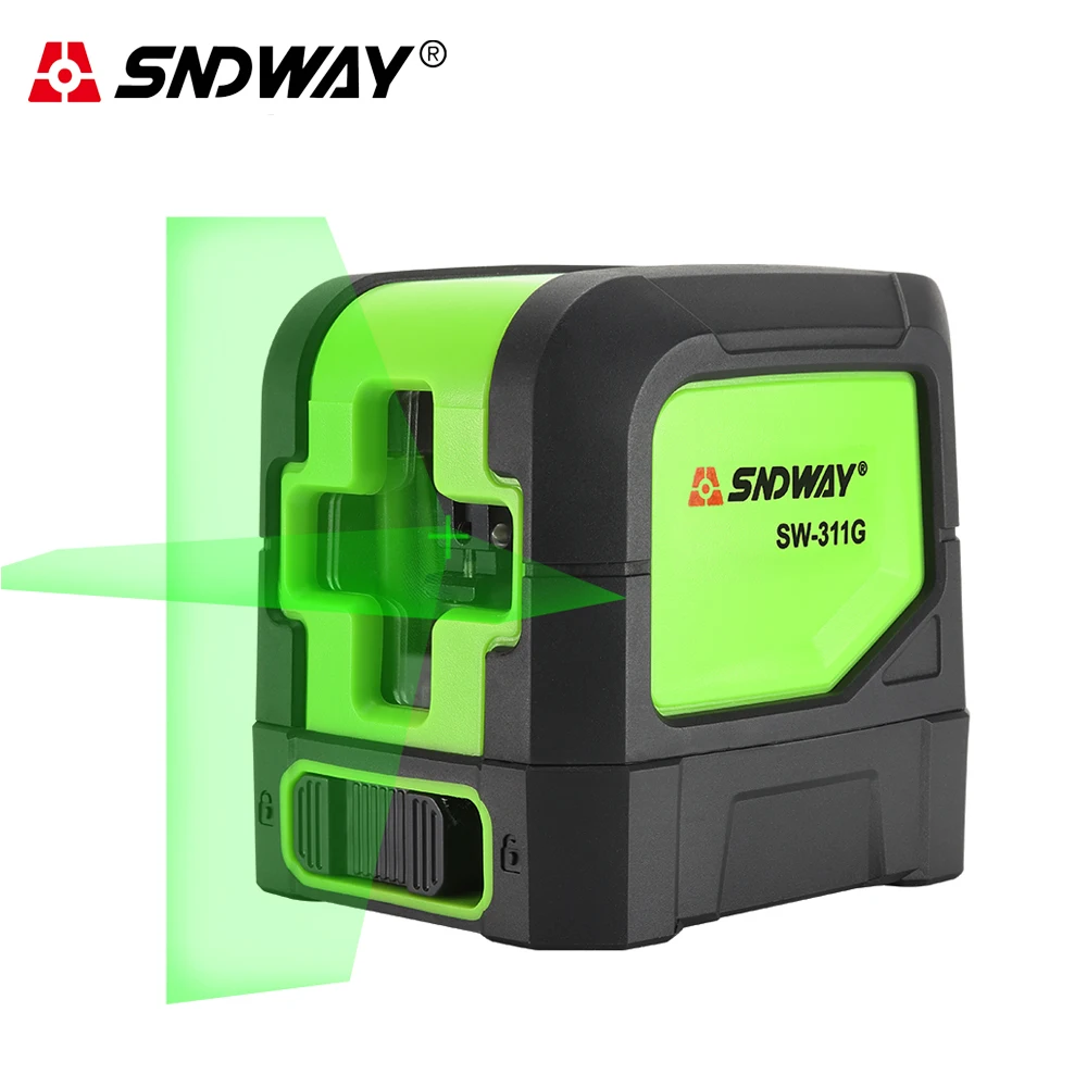 Sndway Laser Nível Verde/red Laser Beam 2 Linhas Verticais Horizontal Auto-nivelamento Cruz Laser Nível de Linha de Mini Nivelador