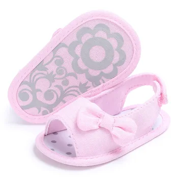 

New Baby boy and girl shoes Summer 0-1 year old female baby solid bow sandals soft bottom non-slip baby toddler shoes Prewalker