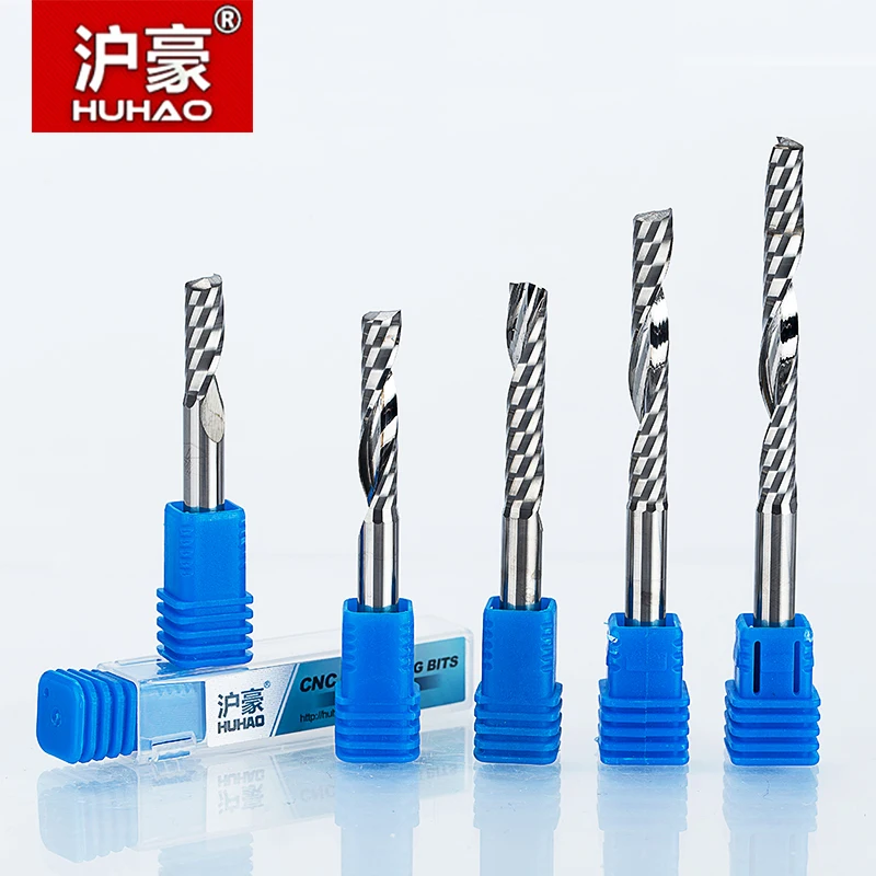 

HUHAO 1pc 6mm Single Flute Spiral Cutter 3A TOP Qualit CNC Router bits for wood Acrylic PVC MDF End Mill Carbide Milling Cutters