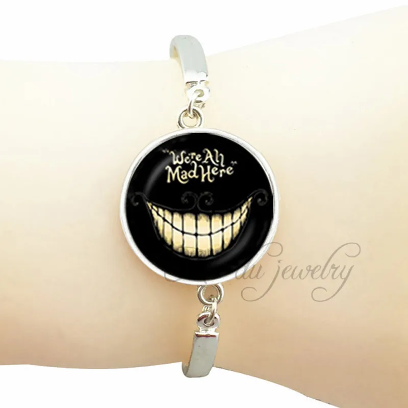 

We're All Mad Here Bangle Jewelry Alice in Wonderland Bracelet Cheshire Cat Face Bracelets Jewellery Accessories