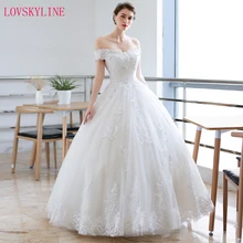 Роскошный Полный Кружева Вышивка аппликации свадебное платье Кепки рукава Лодка шеи бальное платье свадебное платье es