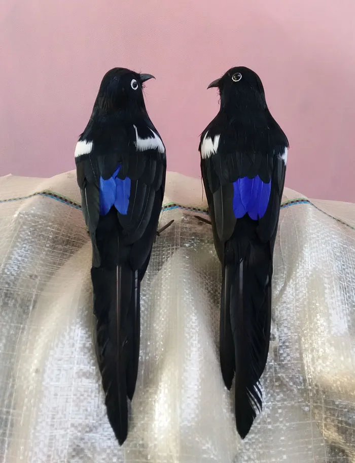 

a pair new simulaiton turnd magpie toys polyethylene & furs bird dolls gift about 30cm 2268