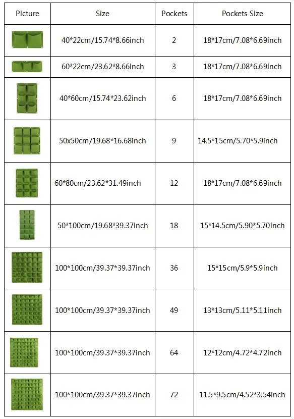 4/7/9/18/25/36/49/72 Pockets Wall Hanging Planting Bags Green Plant Grow Planter Vertical Garden Living Bag Garden Supplies Bags