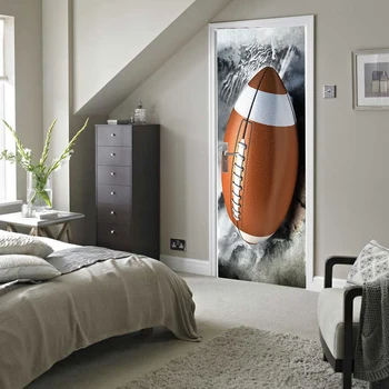 

3D American Football Poster PVC Waterproof Entire Door Sticker Creative Stickers Door Wall Sticker DIY Mural Bedroom Home Decor
