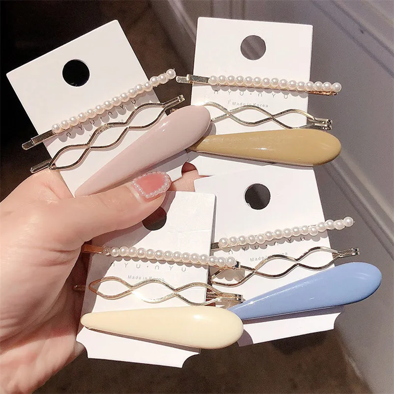 

3PCS/SET Fashion Imitation Pearl Hair Clips Korean Style Metal Girls Hairpins Headwear Cute Pearls Barrettes Hair Accessories
