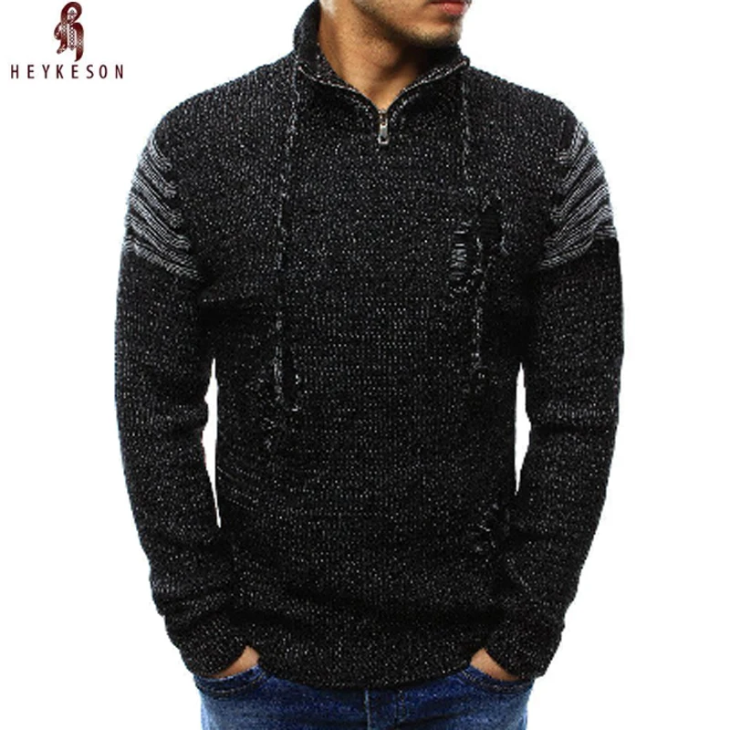 

Sweater Pullover Men 2018 Male Brand Casual Slim Sweaters Men High Quality Zipper Holes Sweater Knitted Hedging Men'S Sweater