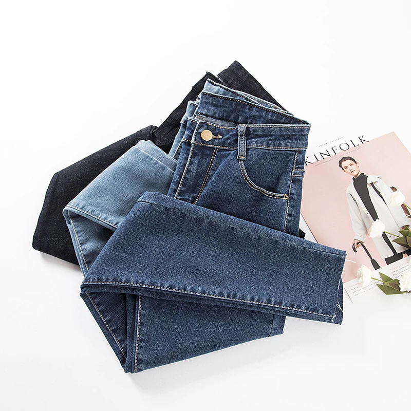 2019 Vintage Plus Size Ripped Skinny Jeans Woman High