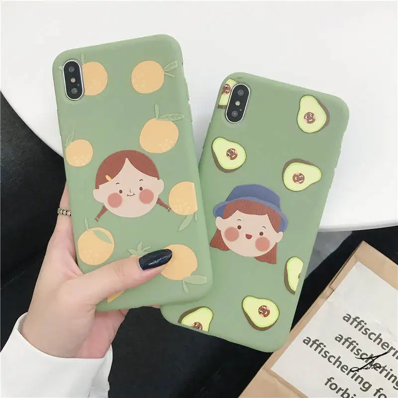 

Cartoon Avocado For Iphone 6 6S 7 8plus X Xs Xr Maxtpu Carrot Girl Drop Phone Cas