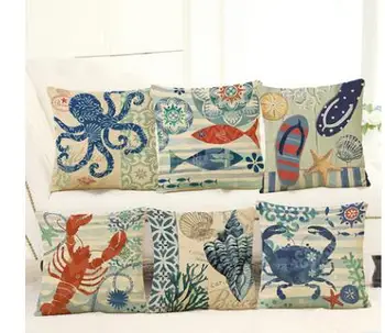 

Mediterranean Starfish Shell Cushion Covers Pillowcase Decorative Pillow Cover 45x45cm Home Decor