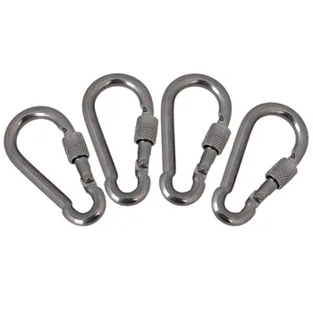 

5pcs 304 Stainless Steel M7 Spring Snap Hook Multifunctional Climbing Gear Carabiner Quick Oval Screw Gate Rock Lock