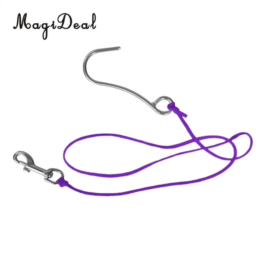 MagiDeal Scuba Diving Reef Drift Hook with 47' Line & Stainless Steel Clip for Snorkeling Freediving Swimming Caving Accessory