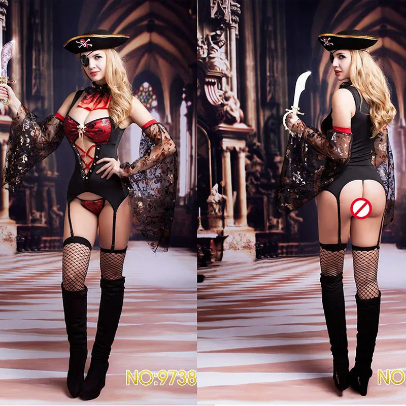 

High Quality Caribbean Pirate Costumes for Women Lady's Erotic Sexy Lingerie Pirate Cosplay Sexy lingerie sets