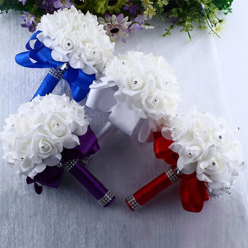 Розы с кристаллами и жемчугом, букет невесты на свадьбу, искусственные шелковые цветы из пены 25*20 см, Прямая поставка, 1 июня