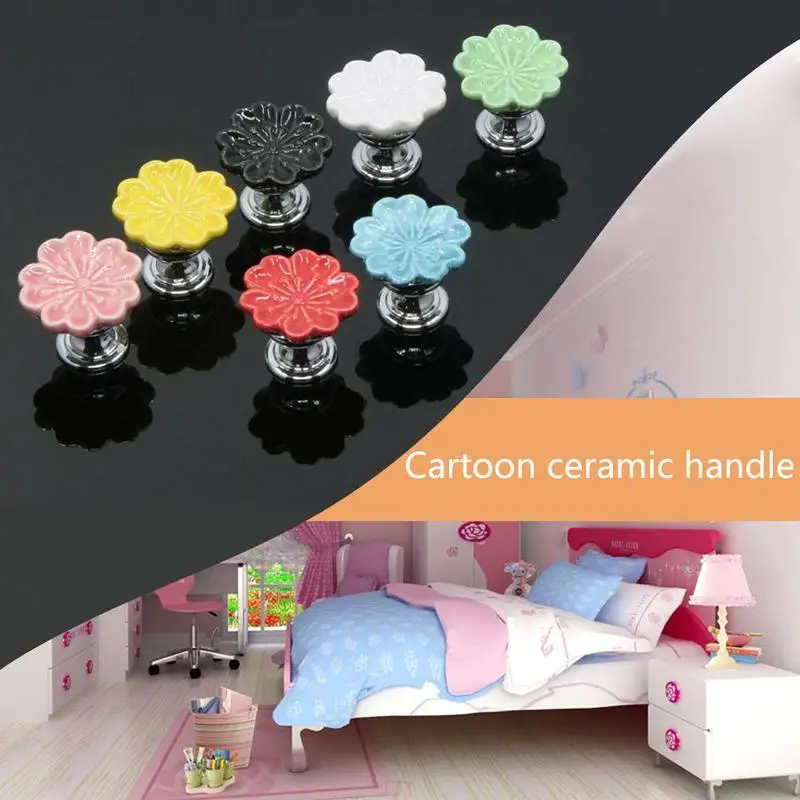 

Wardrobe Door Handle Kid Room Door Handle Cabinet Cupboard Pulls Vintage Ceramic Drawer Knobs Pull Decor Flower Shaped Deurklink