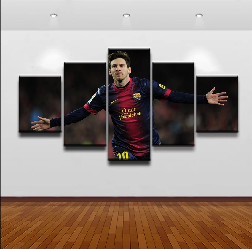

Home Decor Canvas Prints Pictures Framework 5 Pieces Argentina Lionel Messi Painting Football Sports Poster Living Room Wall Art