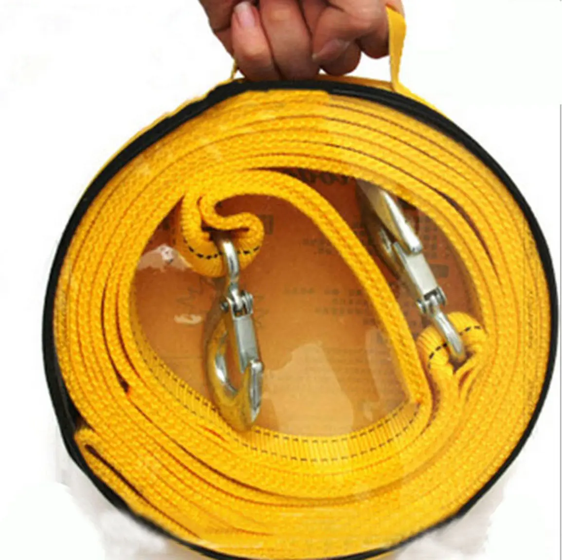 3M 3 Tons Nylon Car Tow Rope Tow Strap Heavy Duty Metal Hooks Emergency