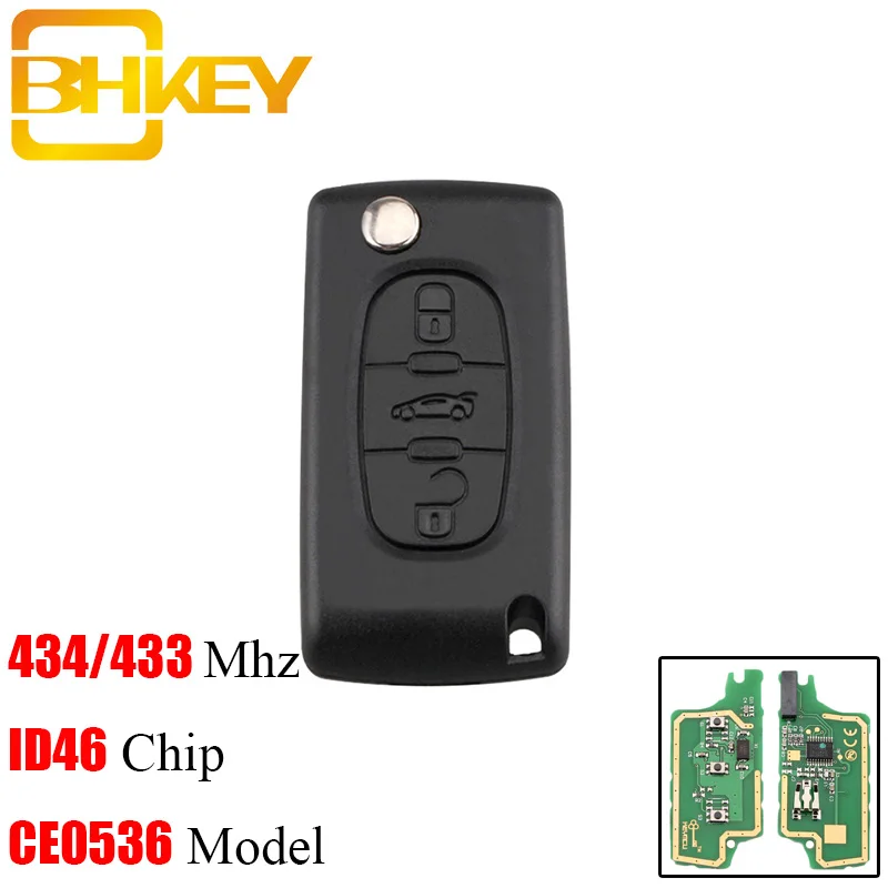 BHKEY 3 кнопки дистанционный Автомобильный складной брелок для Peugeot Citroen Berlingo 307 407 308