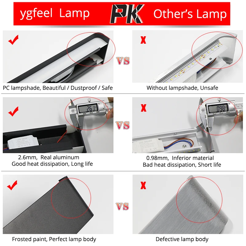  LED Wall Lamp Rectangle Bedroom Bedside Wall Light Staircase Light Mirror Light Indoor Sconce Fixtu - 32996881686