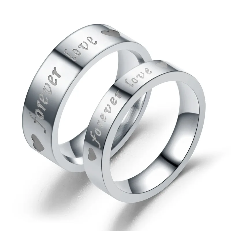 Одна пара Романтический надпись Forever Love кольца для Для женщин элегантные богемные Обручение Нержавеющая сталь кольца обручальные кольца для Для женщин