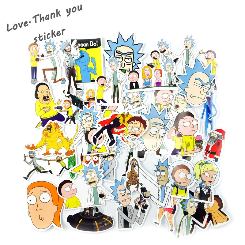 

10-100Pcs/bag American Drama New Rick and Morty Sticker Decal For Car Laptop Bicycle Motorcycle Notebook Waterproof Stickers